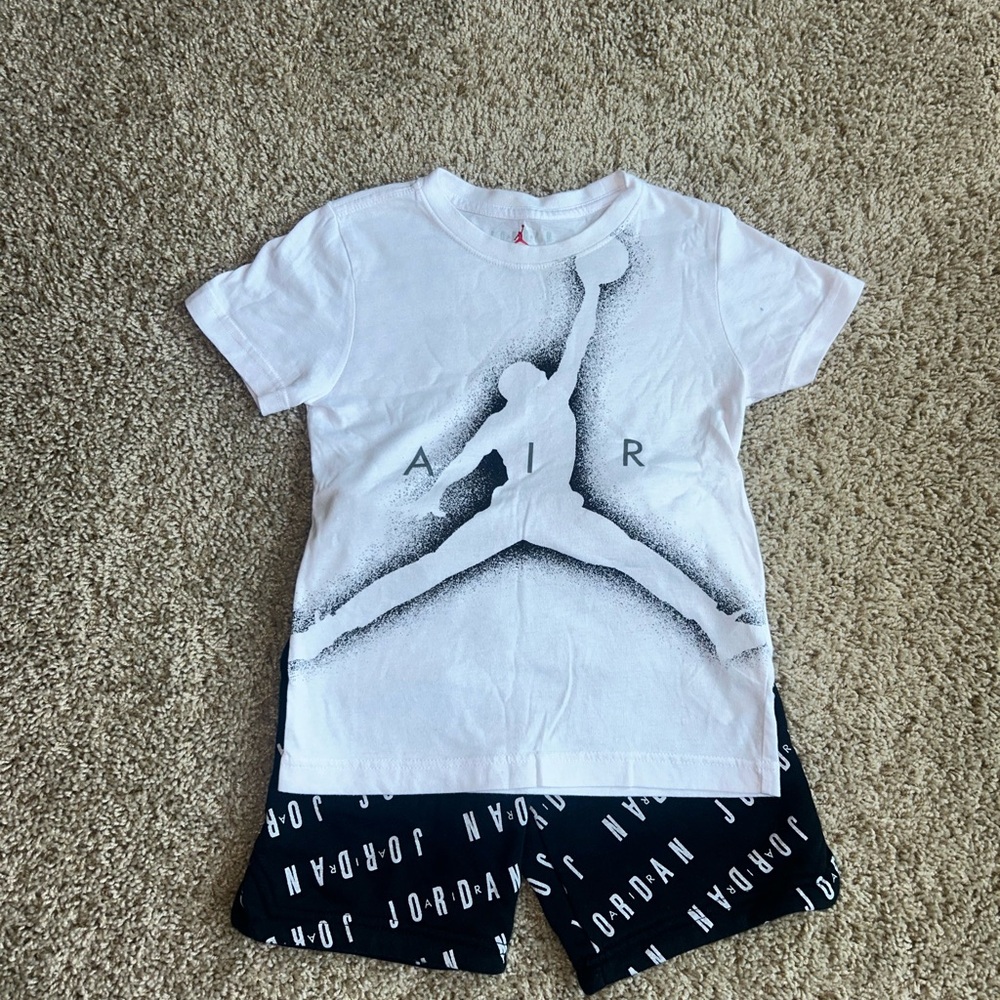 Jordan White T-Shirt and Black Shorts Set